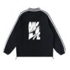 Contrast Striped Lapel Collar Sweatshirt - Image 2