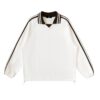 Contrast Striped Lapel Collar Sweatshirt - Image 3