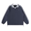 Contrast Striped Lapel Collar Sweatshirt - Image 5